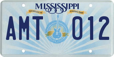 MS license plate AMT012