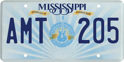 MS license plate AMT205