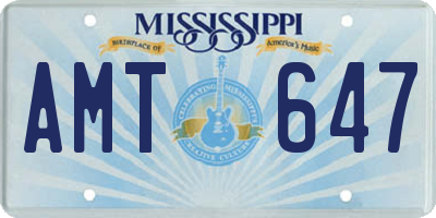 MS license plate AMT647
