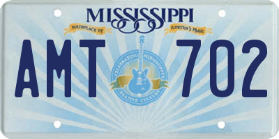 MS license plate AMT702