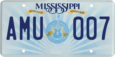MS license plate AMU007