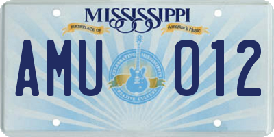 MS license plate AMU012