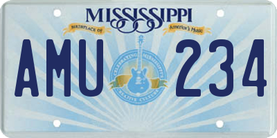 MS license plate AMU234