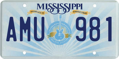 MS license plate AMU981