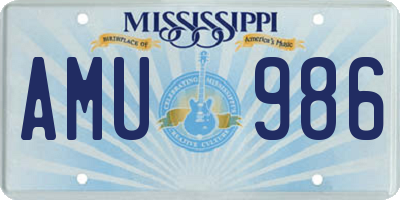 MS license plate AMU986