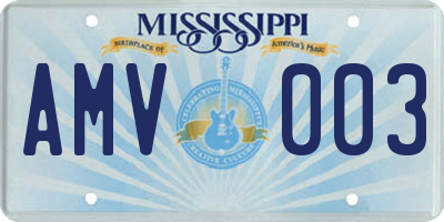 MS license plate AMV003
