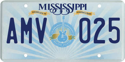 MS license plate AMV025