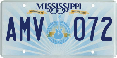 MS license plate AMV072