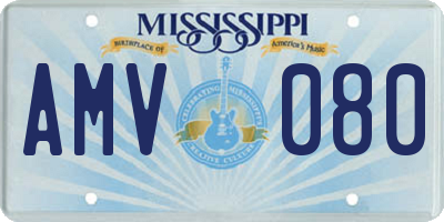 MS license plate AMV080