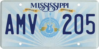 MS license plate AMV205