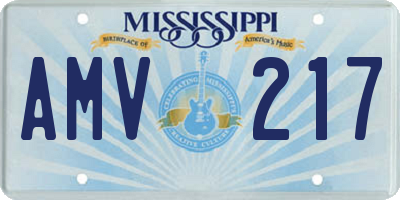 MS license plate AMV217