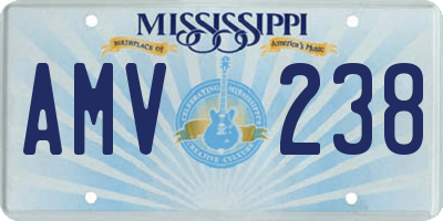 MS license plate AMV238