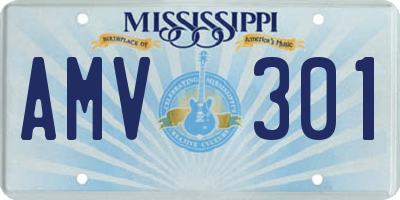 MS license plate AMV301