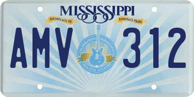 MS license plate AMV312