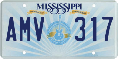MS license plate AMV317