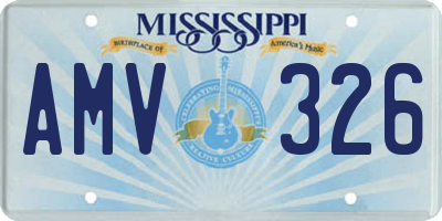 MS license plate AMV326