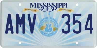 MS license plate AMV354