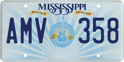 MS license plate AMV358