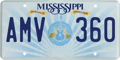 MS license plate AMV360