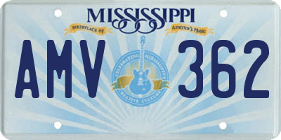 MS license plate AMV362