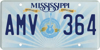 MS license plate AMV364