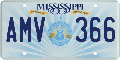 MS license plate AMV366