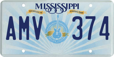 MS license plate AMV374