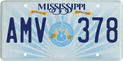 MS license plate AMV378