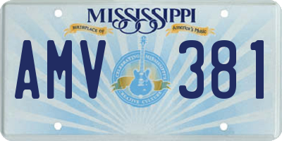 MS license plate AMV381