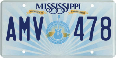 MS license plate AMV478