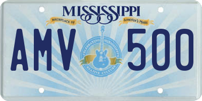 MS license plate AMV500
