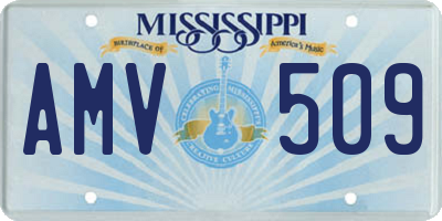 MS license plate AMV509