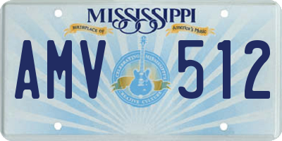MS license plate AMV512