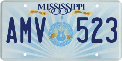 MS license plate AMV523
