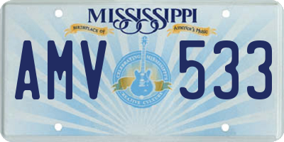 MS license plate AMV533