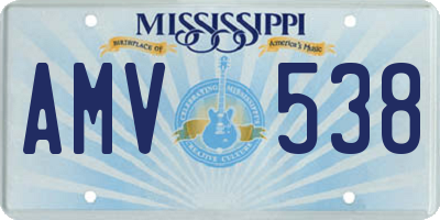 MS license plate AMV538