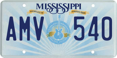 MS license plate AMV540