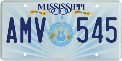 MS license plate AMV545