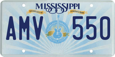 MS license plate AMV550