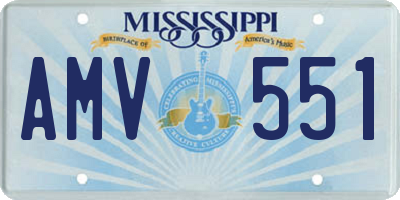 MS license plate AMV551