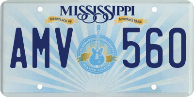 MS license plate AMV560