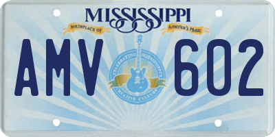 MS license plate AMV602