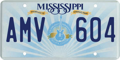MS license plate AMV604