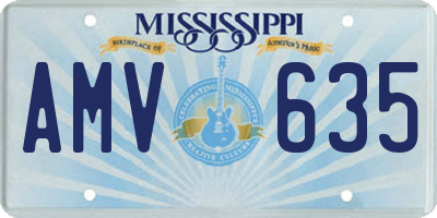 MS license plate AMV635