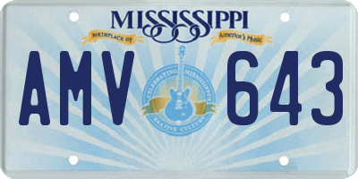 MS license plate AMV643
