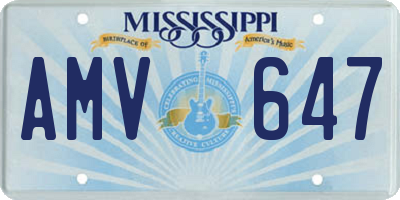 MS license plate AMV647