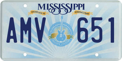 MS license plate AMV651