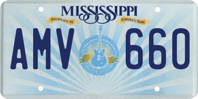 MS license plate AMV660