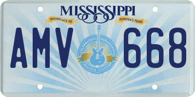 MS license plate AMV668