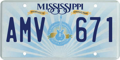 MS license plate AMV671